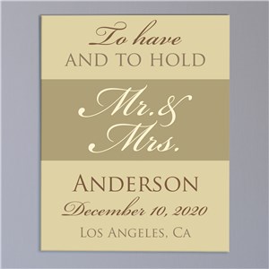 Personalized To Have And To Hold Wedding Canvas | Personalized Couple Gifts