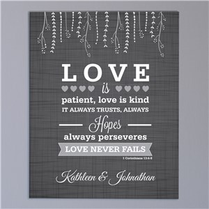 Personalized Love is Patient Wedding Canvas | Personalized Couple Gifts