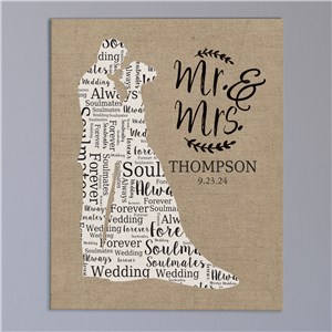 Wedding Silhouette Word-Art Canvas | Personalized Word Art