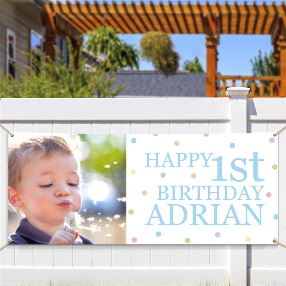 Personalized Photo First Birthday Banner | Personalized Photo Gifts