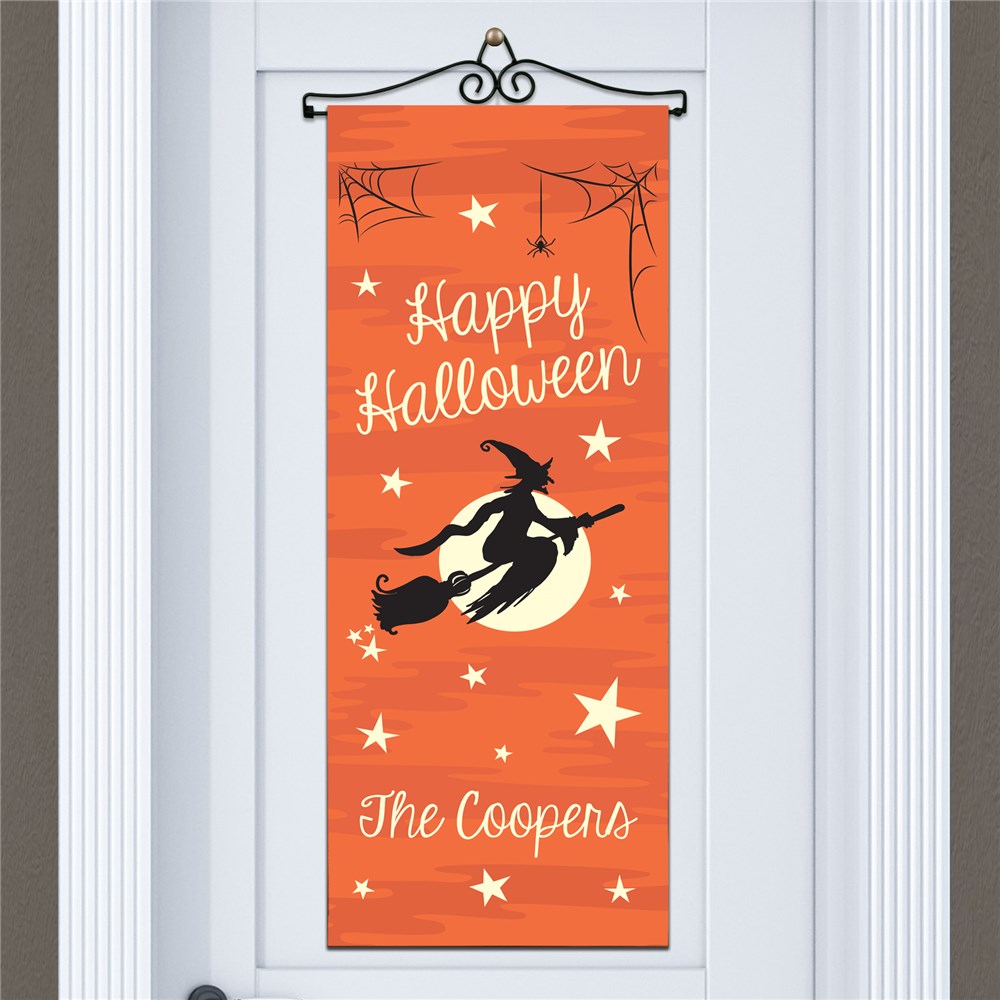 Personalized Witch on a Broom Door Banner GiftsForYouNow