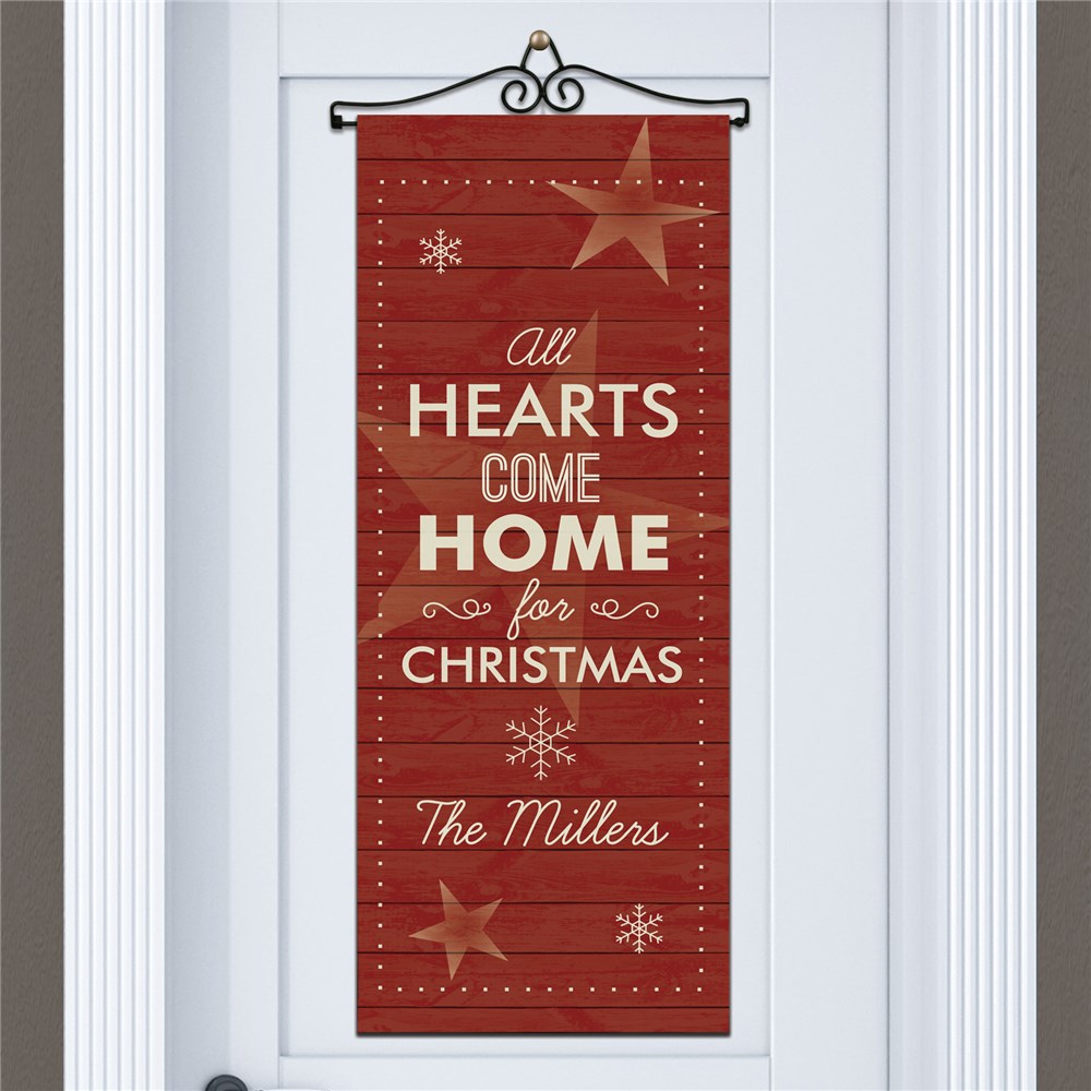 Personalized Hearts Come Home Door Banner GiftsForYouNow