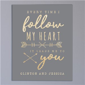 Personalized Follow Your Heart Canvas | Personalized Valentine Gifts