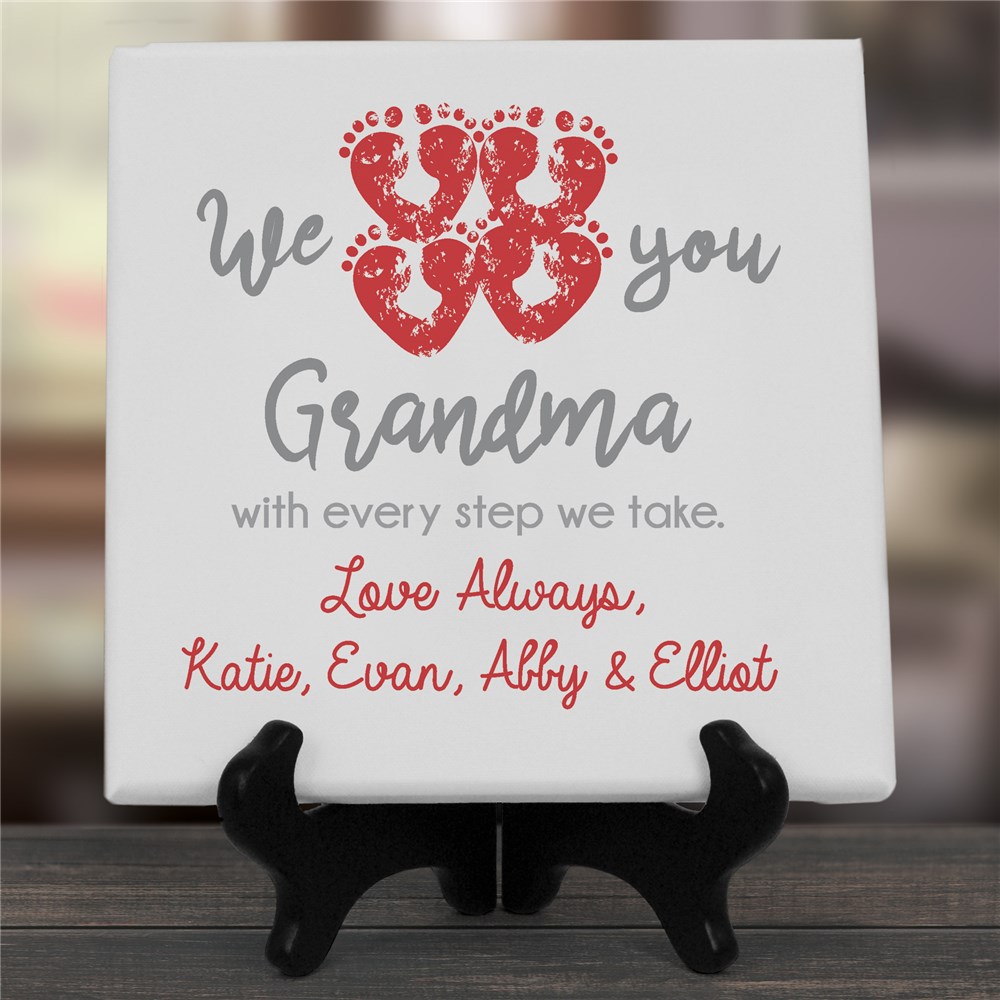Personalized We Love You With Every Step Table Top Canvas | Personalized Gifts For Grandma