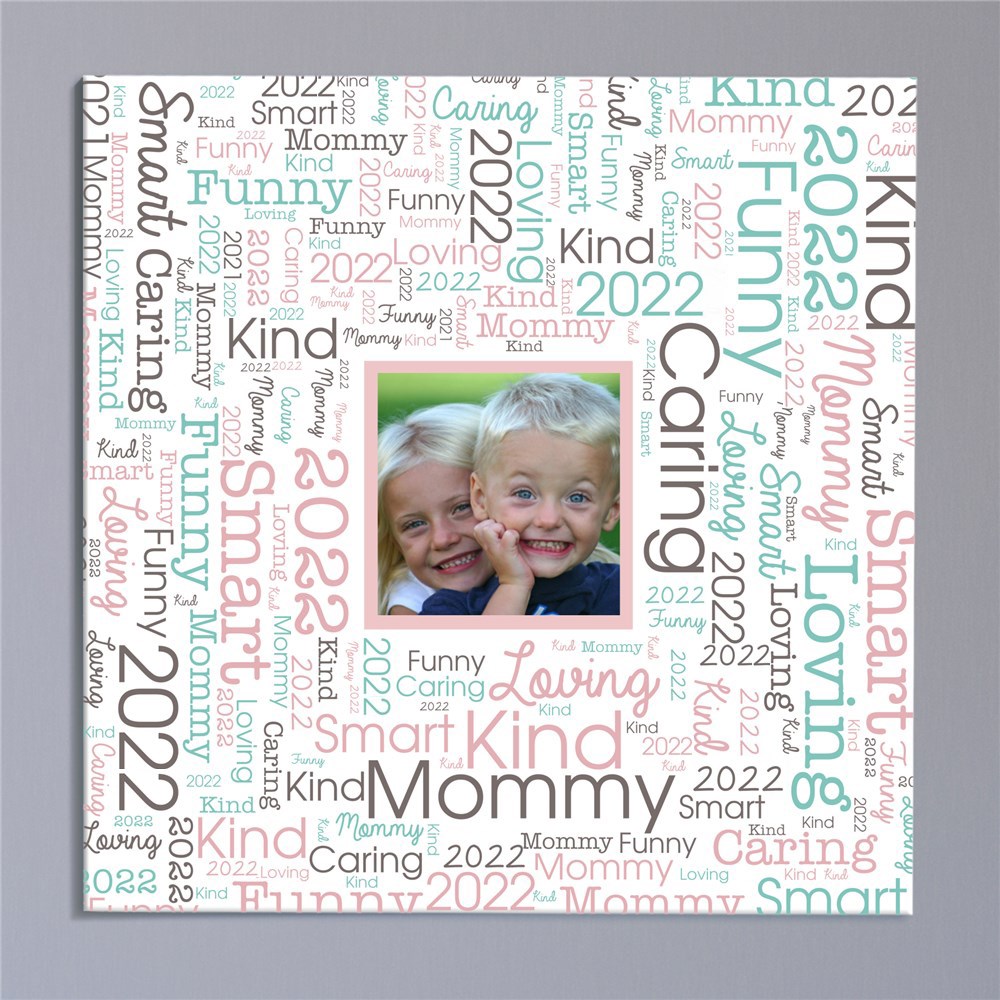 Photo Word-Art Square Canvas | Personalized Gifts For Mom
