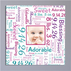 Baby Photo Word-Art Square Canvas | Personalized Canvas Art For Baby