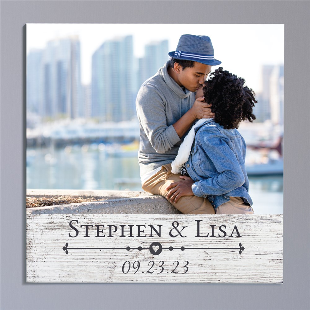 Personalized Rustic Photo Wall Canvas | Personalized Wedding Canvas Art