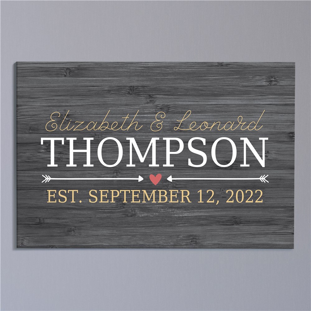 Personalized Heart and Arrow 20x30 Wall Canvas | Personalized Wall Art For Couples