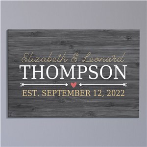 Personalized Heart and Arrow 20x30 Wall Canvas | Personalized Wall Art For Couples