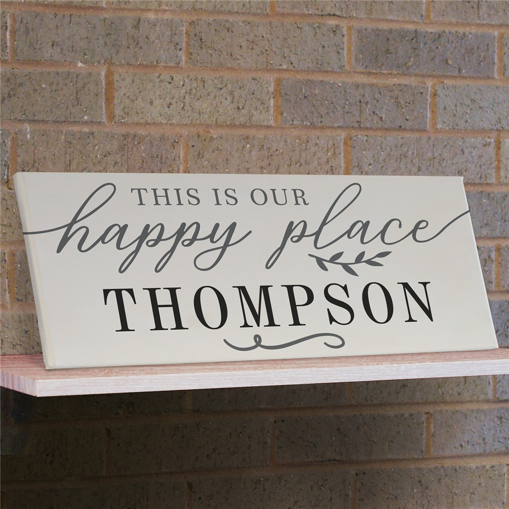 Personalized Happy Place Canvas | Wood Framed Happy Place Sign