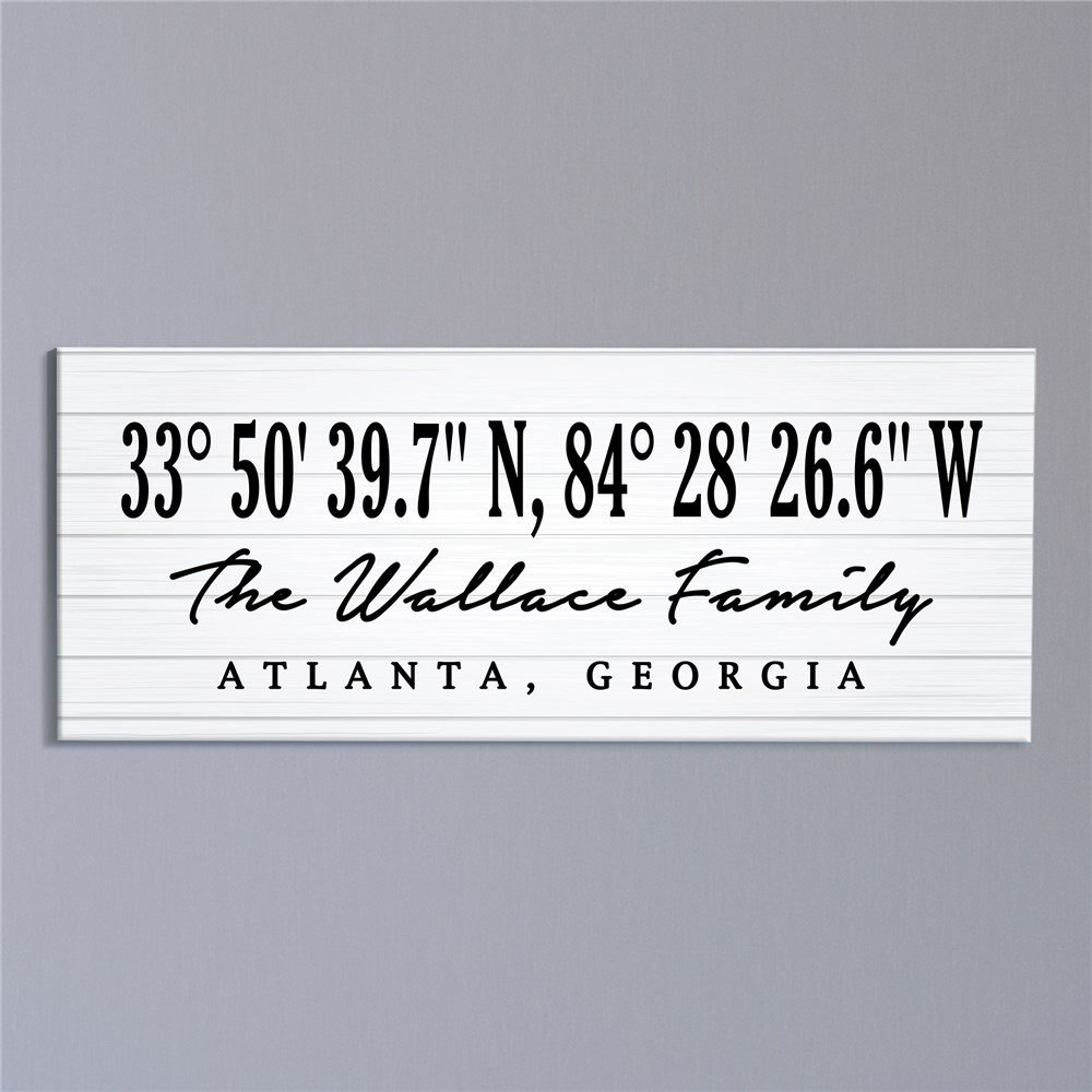 White Wood Pallet Coordinates Sign | Small Rectangle Coordinates Sign
