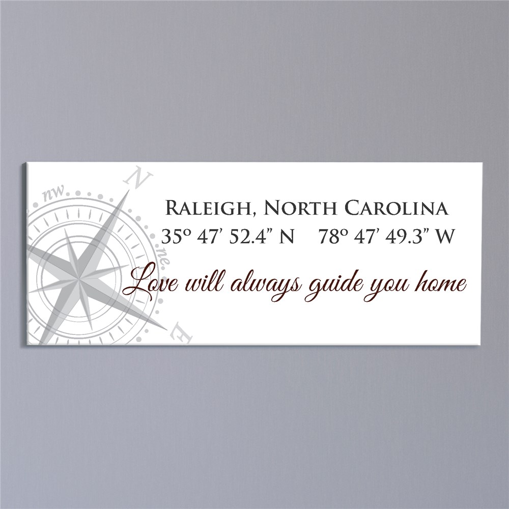 Personalized Compass Canvas | Customized Coordinates Sign