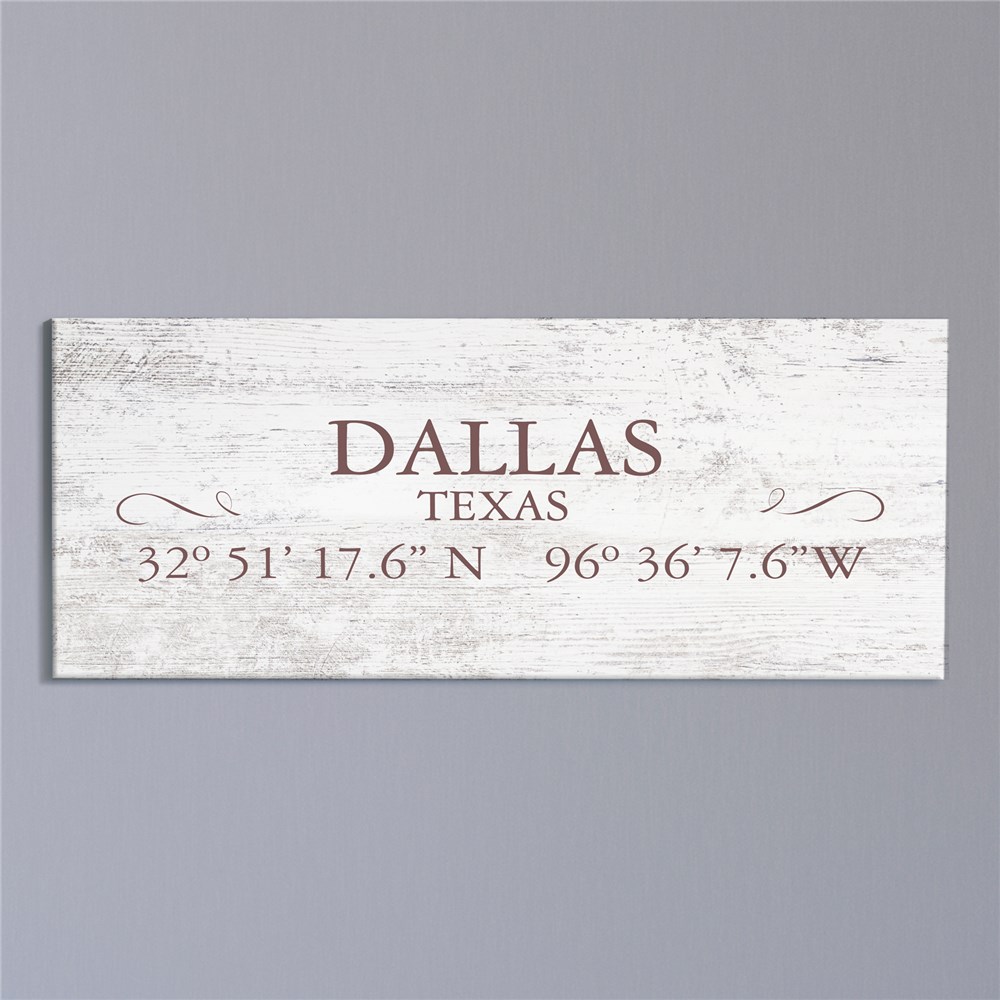 Personalized Coordinates Canvas | City and State Signs