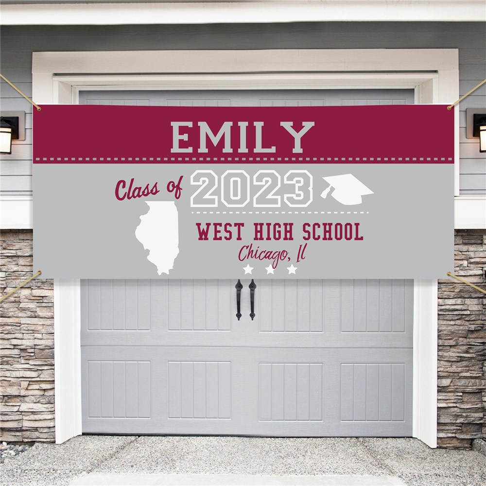 Personalized Grad Banner With State
