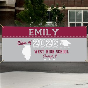 Personalized Grad Banner With State