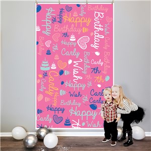 Personalized Girl's Birthday Word Art Backdrop 911676317