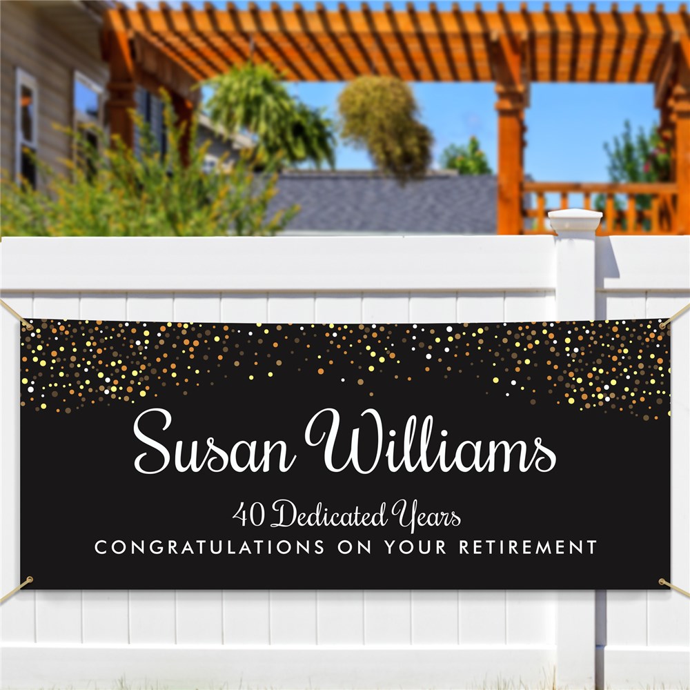 Personalized Black with Gold Glitter Retirement Banner