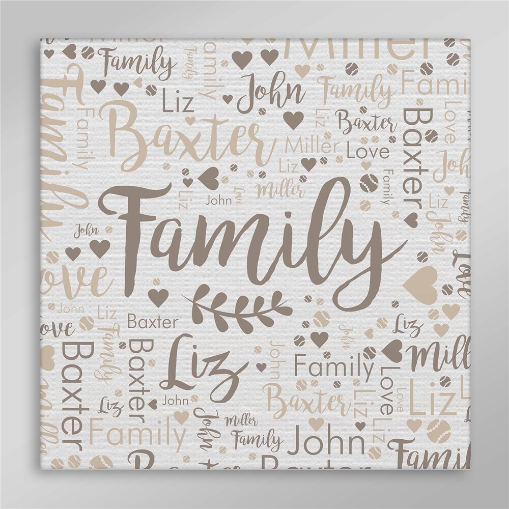 Personalized Family Branch Word Art Canvas