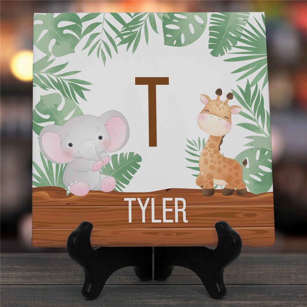 Personalized Safari Themed 10x10 Tabletop Canvas for Nursery