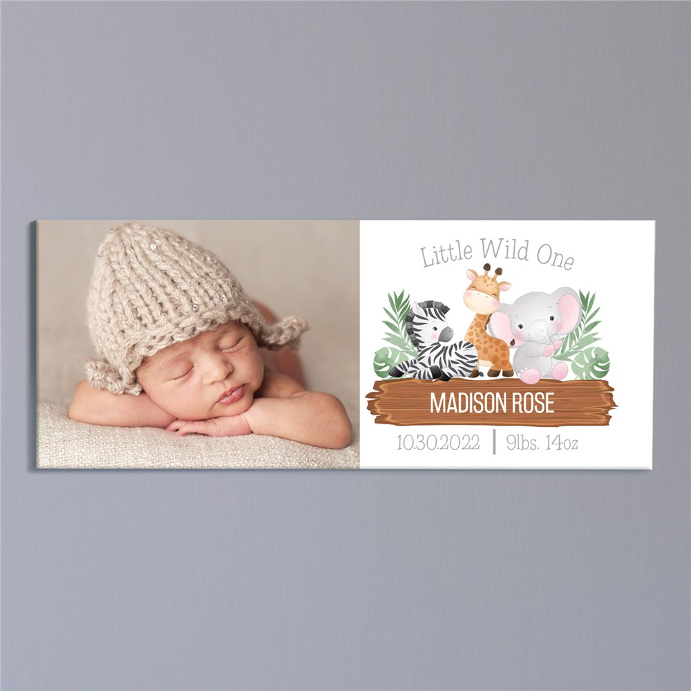 Personalized Safari-themed Nursery Wall Canvas with Baby Photo