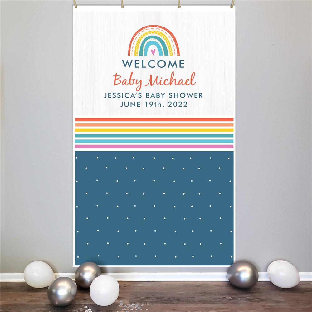 Personalized Rainbow Baby Shower Backdrop