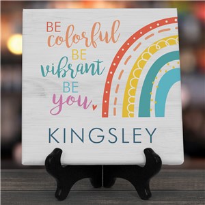 Personalized Be You Rainbow Themed 10x10 Tabletop Nursery Canvas
