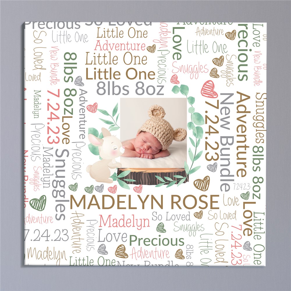Personalized Word-Art Woodland Canvas for Nursery