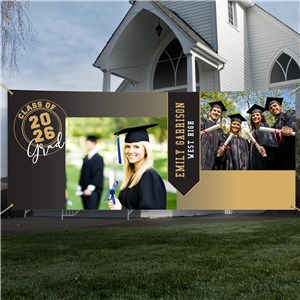 Personalized Graduation Banner with Two Photos & Grad Year