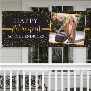 Personalized Happy Retirement Gold Confetti with Photo Banner 912191614