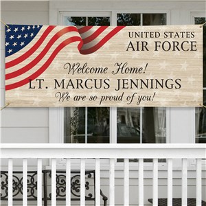 Personalized Wood with Flag and Stars Banner 912196814