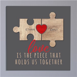 Personalized Love Is The Missing Piece Wall Canvas