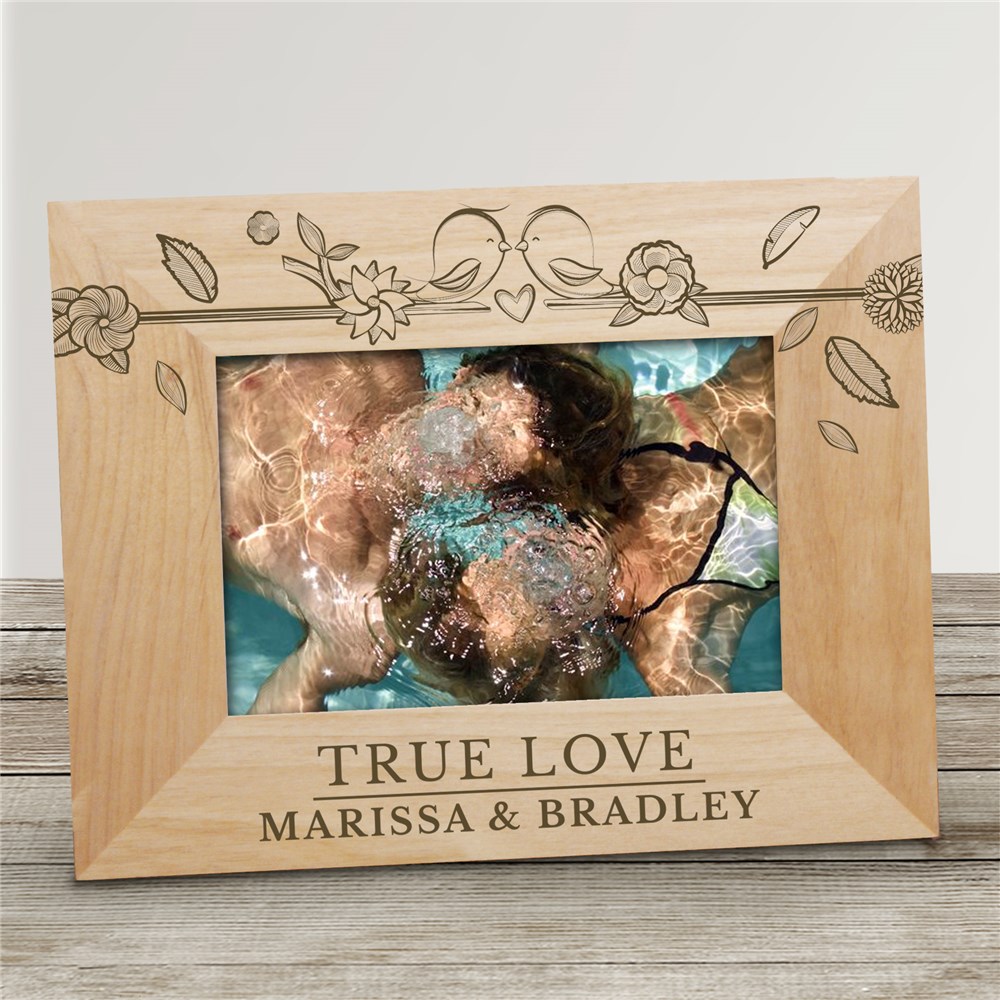 Personalized True Love Birds Wood Frame | Personalized Valentine Picture Frames