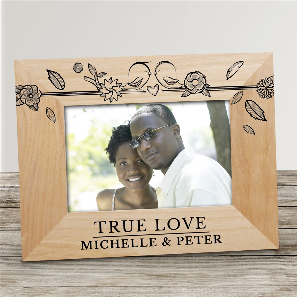 Personalized True Love Birds Wood Frame | Personalized Valentine Picture Frames