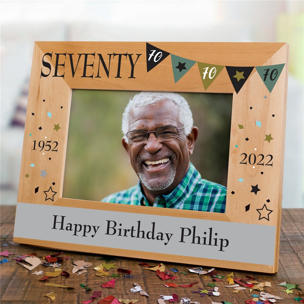 Personalized Birthday Pennant Banner Wood Frame | Personalized Happy Birthday Picture Frames