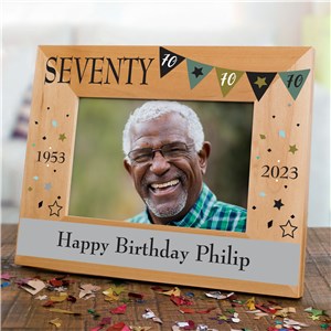Personalized Birthday Pennant Banner Wood Frame | Personalized Happy Birthday Picture Frames