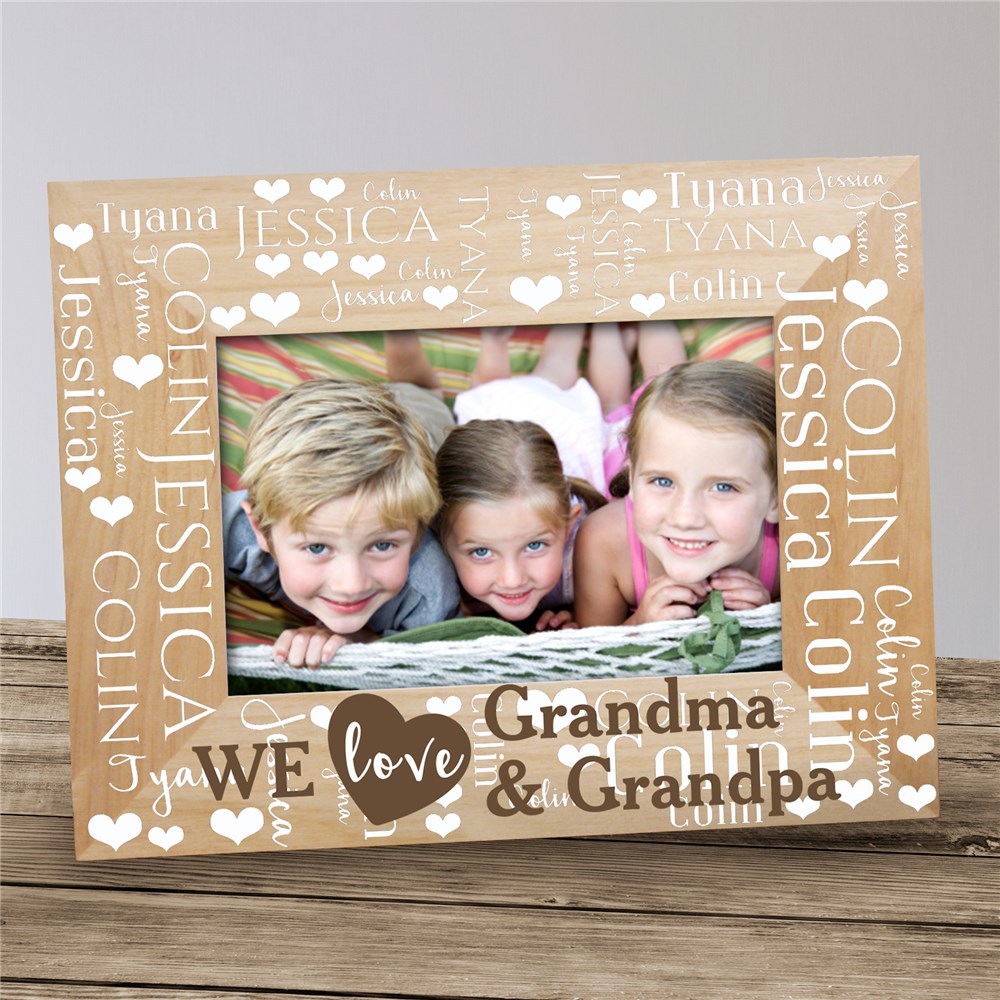 Personalized We Love Word-Art Wood Frame | Personalized Frame for Grandparents