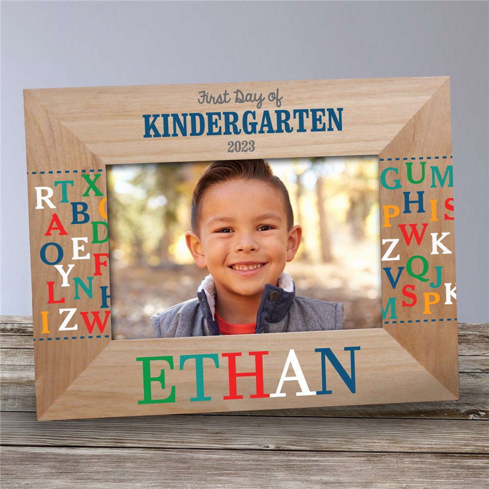 Personalized Alphabet Wooden Frame | First Day of Kindergarten Personalized Frame
