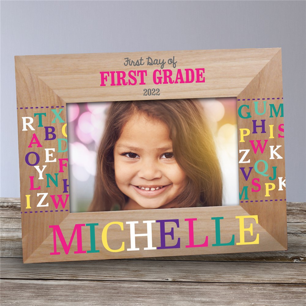 Personalized Alphabet Wooden Frame | First Day of Kindergarten Personalized Frame