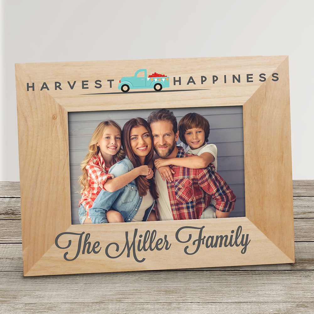 Wood Personalized Picture Frame Harvest Happiness GiftsForYouNow