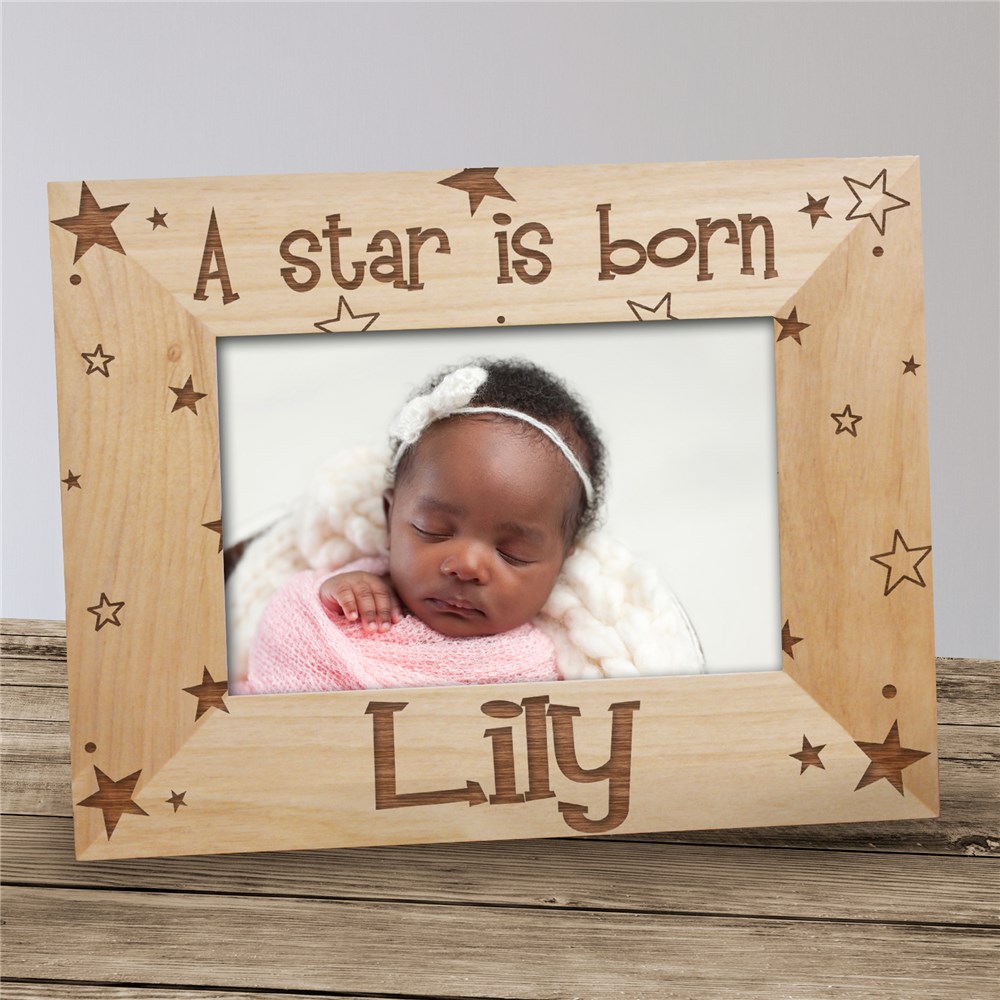 A Star is Born New Baby Personalized Wood Picture Frame GiftsForYouNow