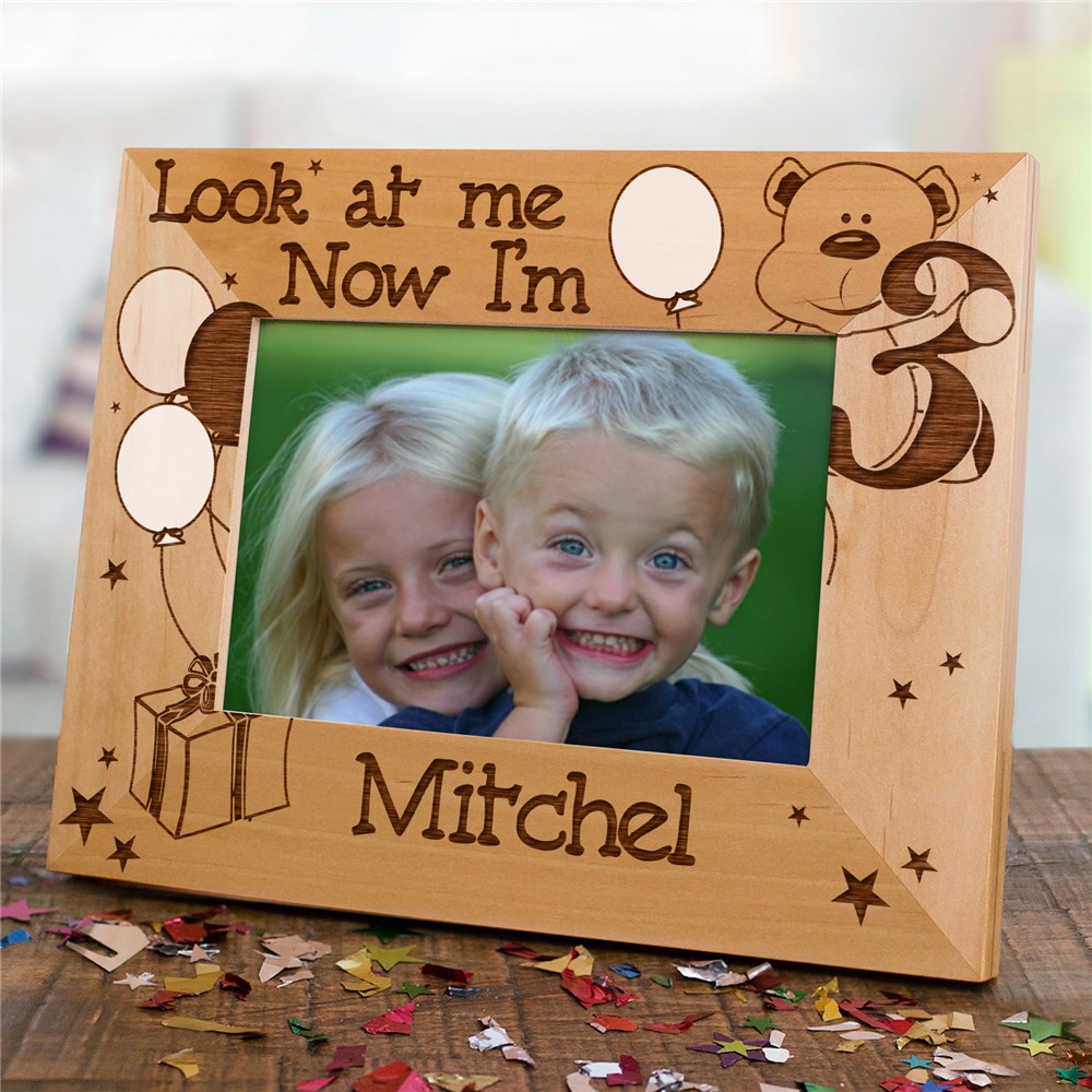 Children's Custom Birthday Frame - Look at me! | Personalized Wood Picture Frames