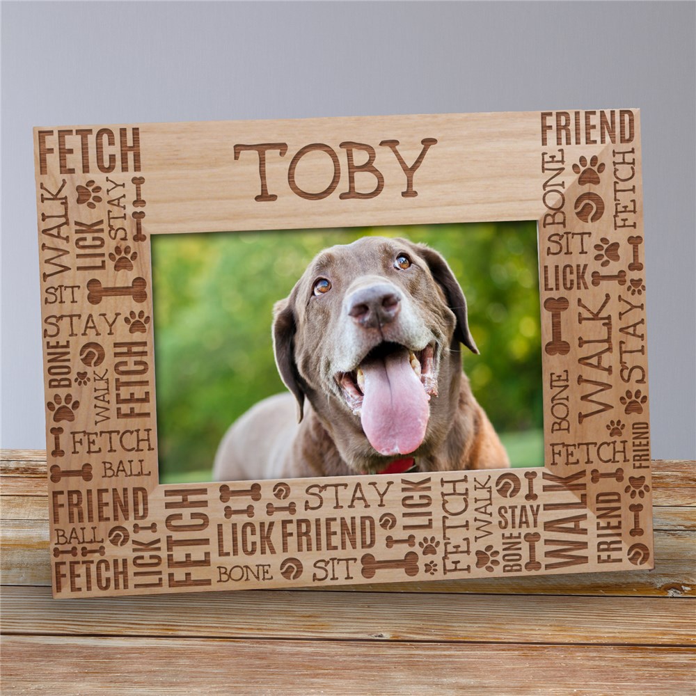 Personalized Wood Engraved Dog Memorial Picture Frame, Loss Of A Pet