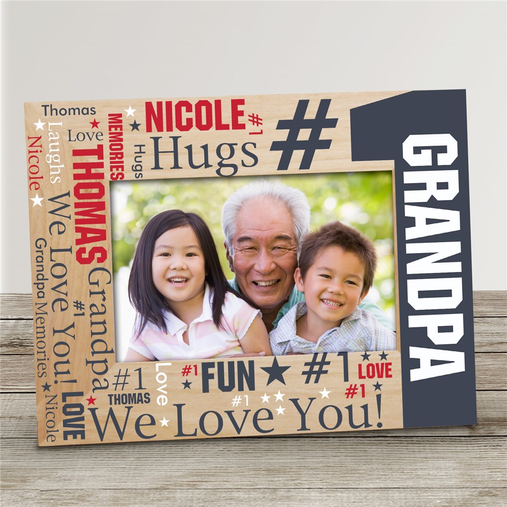 Personalized #1 Dad Word Art Wood Frame