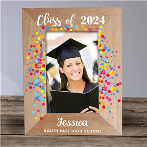 Personalized Colorful Confetti Graduation Wood Frame