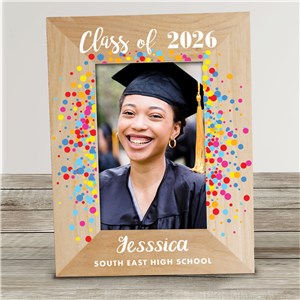Personalized Colorful Confetti Graduation Wood Frame