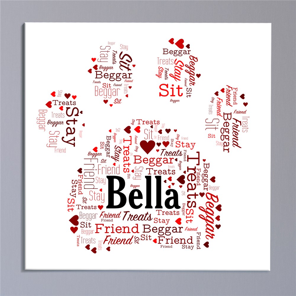Personalized Paw Print Wall Canvas | Personalized Word Art