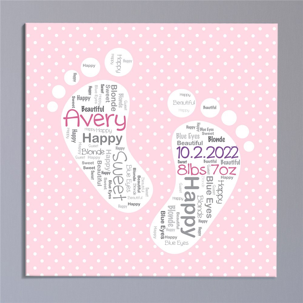 Baby Girl Word-Art Canvas | Personalized Canvas Wall Art