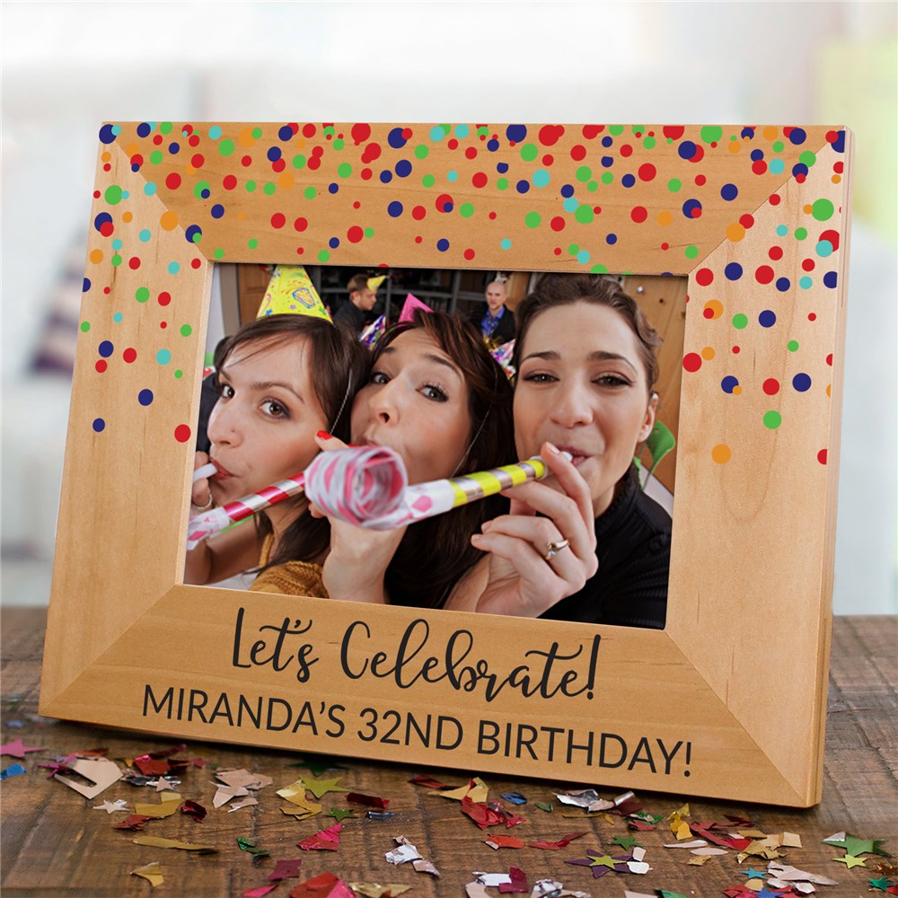 Personalized Let's Celebrate Wood Birthday Picture Frame