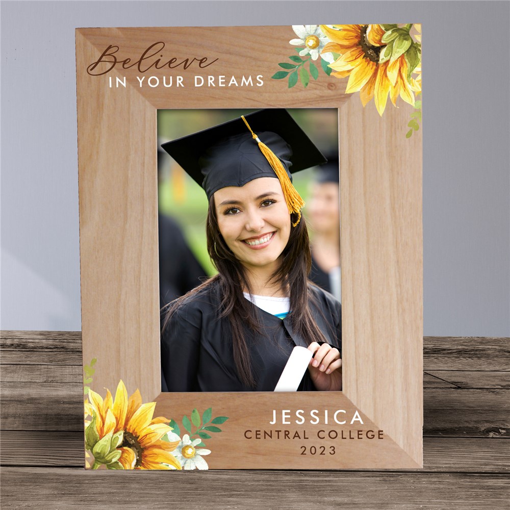 Personalized Believe in Your Dreams Wood Graduation Picture Frame