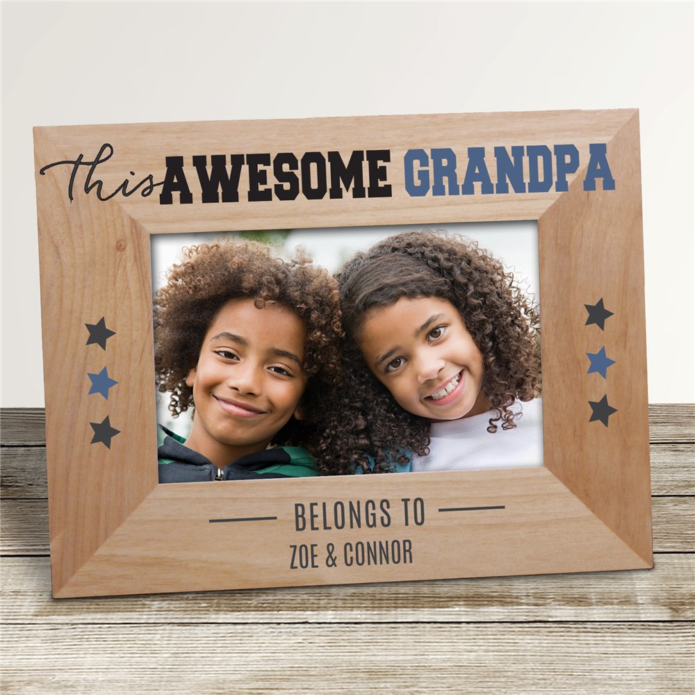 Personalized Awesome Dad or Grandpa Wood Picture Frame